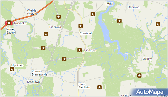 mapa Piórkowo gmina Płoskinia, Piórkowo gmina Płoskinia na mapie Targeo