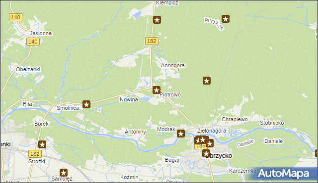 mapa Piotrowo gmina Obrzycko, Piotrowo gmina Obrzycko na mapie Targeo