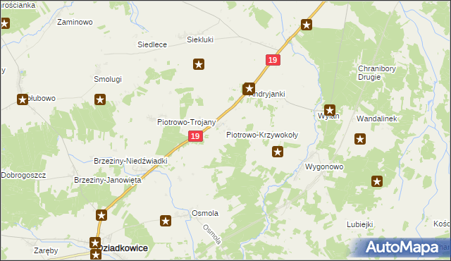 mapa Piotrowo-Krzywokoły, Piotrowo-Krzywokoły na mapie Targeo