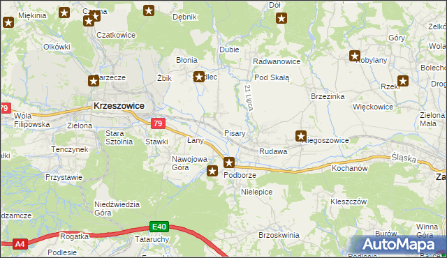 mapa Pisary gmina Zabierzów, Pisary gmina Zabierzów na mapie Targeo