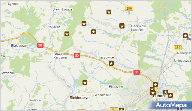 mapa Pisarzowice gmina Lubań, Pisarzowice gmina Lubań na mapie Targeo