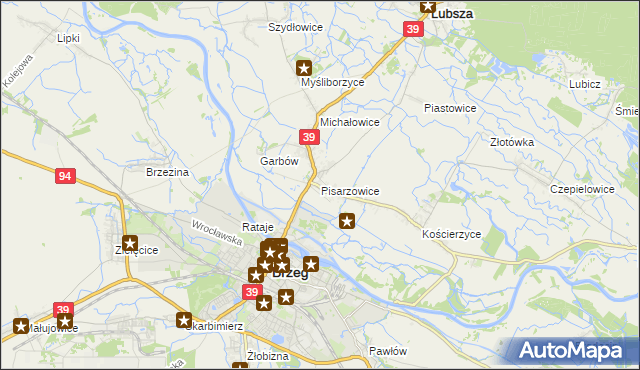 mapa Pisarzowice gmina Lubsza, Pisarzowice gmina Lubsza na mapie Targeo