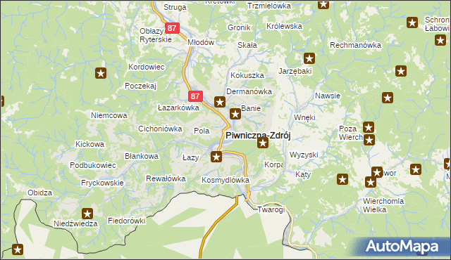 mapa Piwniczna-Zdrój, Piwniczna-Zdrój na mapie Targeo