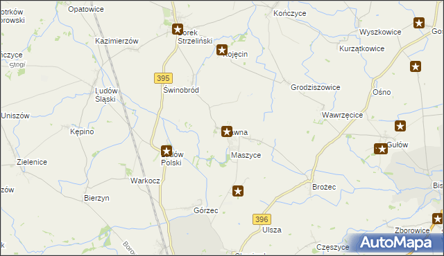 mapa Pławna gmina Strzelin, Pławna gmina Strzelin na mapie Targeo