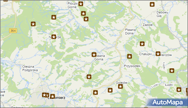 mapa Pławna Górna, Pławna Górna na mapie Targeo