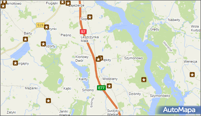 mapa Plękity, Plękity na mapie Targeo