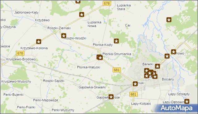 mapa Płonka Kościelna, Płonka Kościelna na mapie Targeo