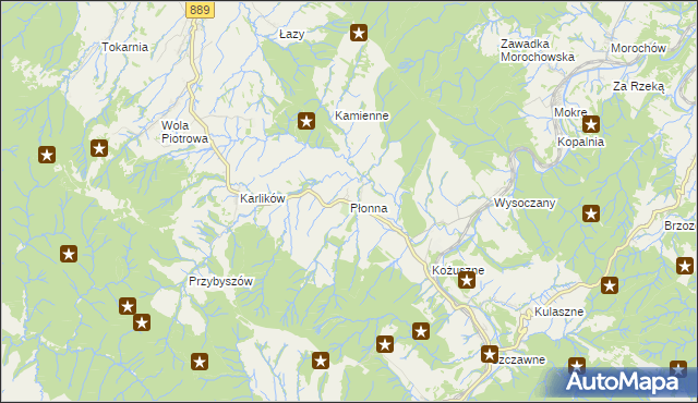 mapa Płonna gmina Bukowsko, Płonna gmina Bukowsko na mapie Targeo