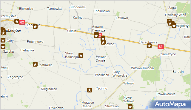 mapa Płowce Drugie, Płowce Drugie na mapie Targeo