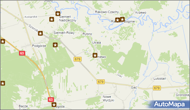 mapa Pniewo gmina Łomża, Pniewo gmina Łomża na mapie Targeo