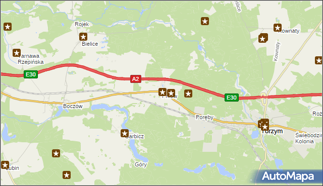 mapa Pniów gmina Torzym, Pniów gmina Torzym na mapie Targeo