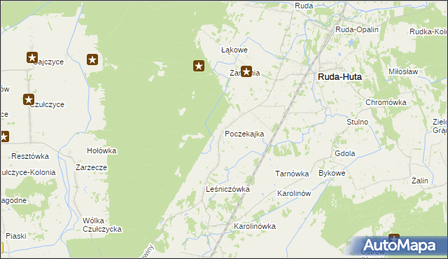 mapa Poczekajka gmina Ruda-Huta, Poczekajka gmina Ruda-Huta na mapie Targeo