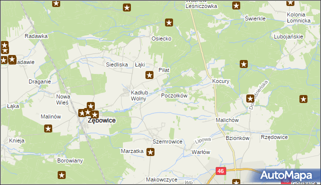 mapa Poczołków, Poczołków na mapie Targeo