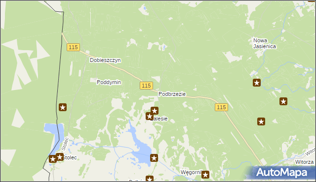 mapa Podbrzezie gmina Police, Podbrzezie gmina Police na mapie Targeo