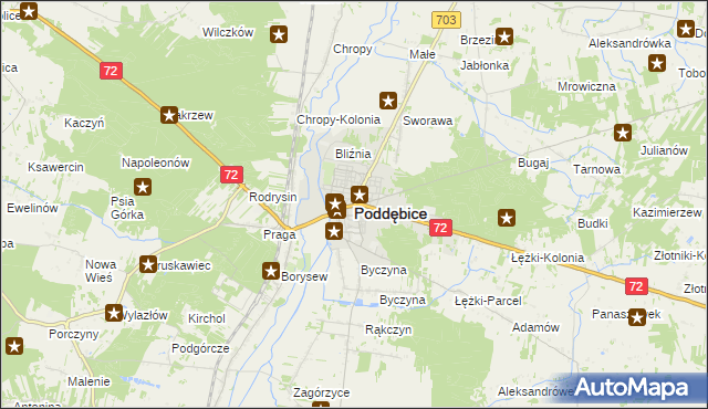 mapa Poddębice, Poddębice na mapie Targeo