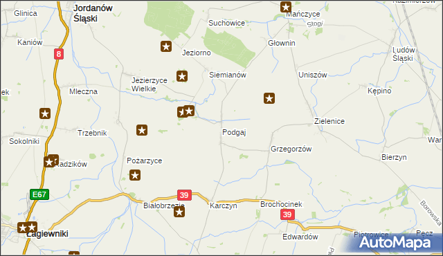 mapa Podgaj gmina Kondratowice, Podgaj gmina Kondratowice na mapie Targeo