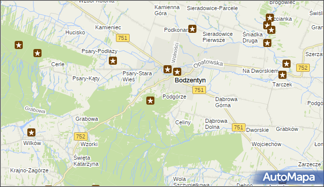 mapa Podgórze gmina Bodzentyn, Podgórze gmina Bodzentyn na mapie Targeo