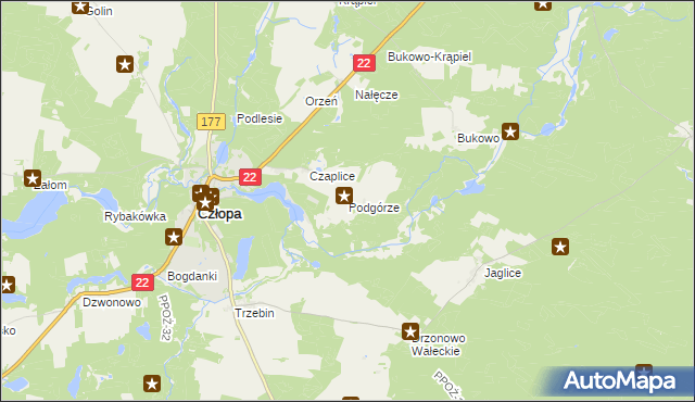 mapa Podgórze gmina Człopa, Podgórze gmina Człopa na mapie Targeo