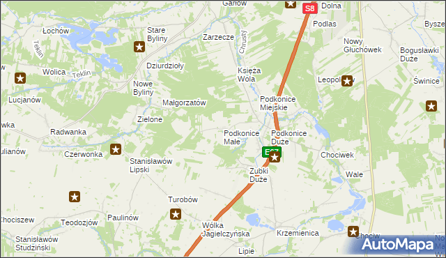 mapa Podkonice Małe, Podkonice Małe na mapie Targeo