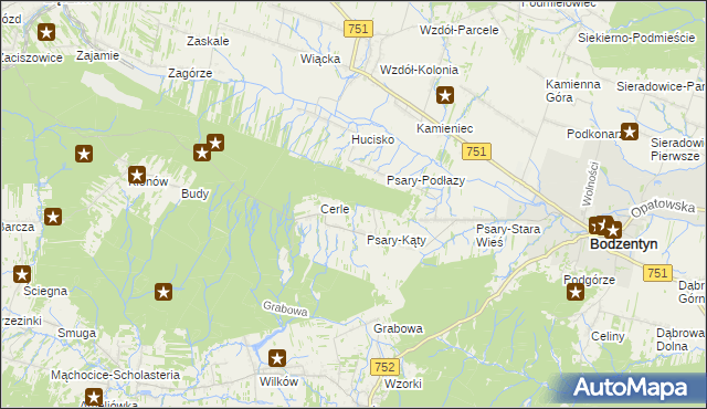 mapa Podlesie gmina Bodzentyn, Podlesie gmina Bodzentyn na mapie Targeo