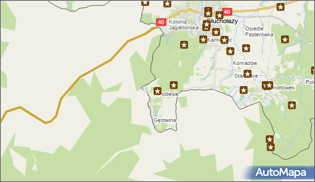 mapa Podlesie gmina Głuchołazy, Podlesie gmina Głuchołazy na mapie Targeo