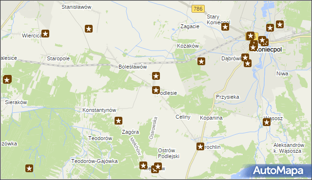 mapa Podlesie gmina Lelów, Podlesie gmina Lelów na mapie Targeo