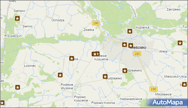 mapa Podlesie Kościelne, Podlesie Kościelne na mapie Targeo