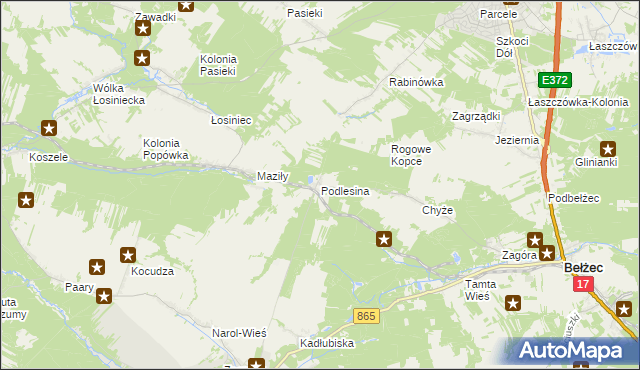 mapa Podlesina, Podlesina na mapie Targeo