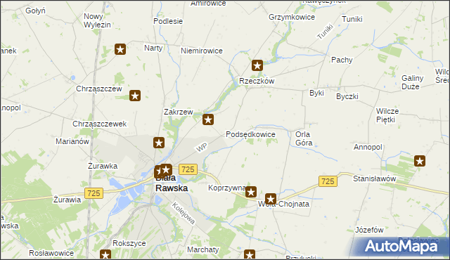 mapa Podsędkowice, Podsędkowice na mapie Targeo