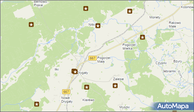 mapa Pogorzel Mała, Pogorzel Mała na mapie Targeo