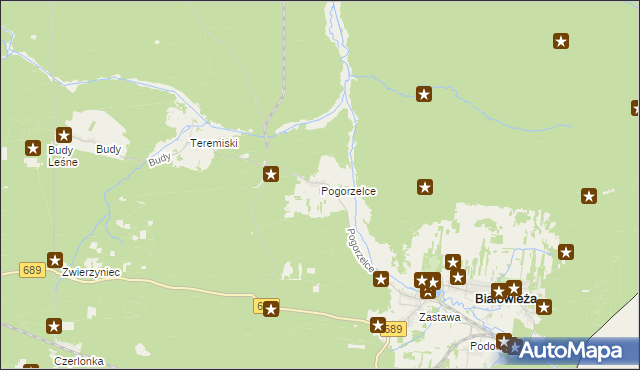 mapa Pogorzelce, Pogorzelce na mapie Targeo