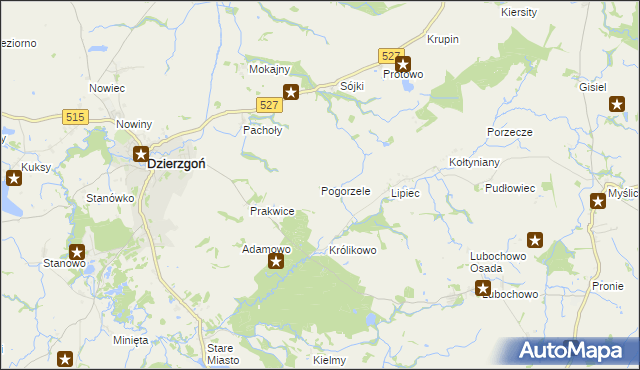 mapa Pogorzele gmina Stary Dzierzgoń, Pogorzele gmina Stary Dzierzgoń na mapie Targeo