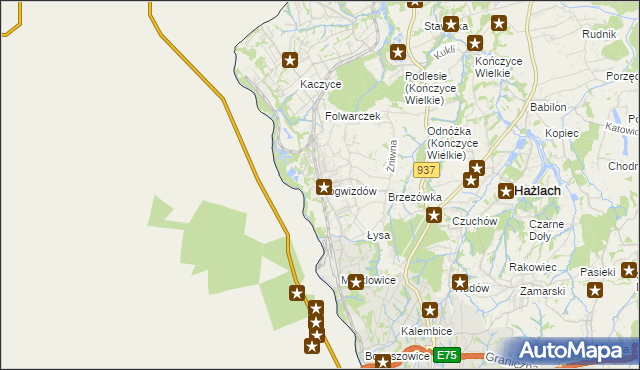 mapa Pogwizdów gmina Hażlach, Pogwizdów gmina Hażlach na mapie Targeo