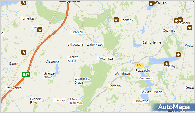 mapa Pokomsze, Pokomsze na mapie Targeo