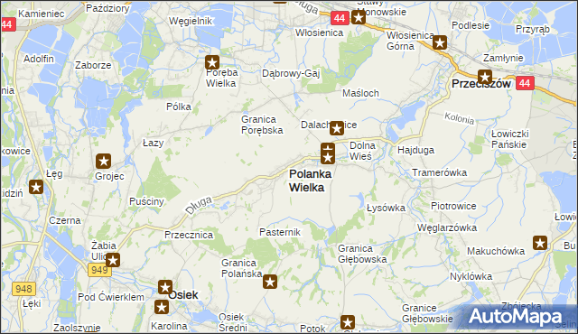 mapa Polanka Wielka, Polanka Wielka na mapie Targeo