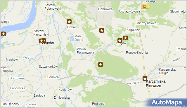 mapa Polanówka gmina Wilków, Polanówka gmina Wilków na mapie Targeo