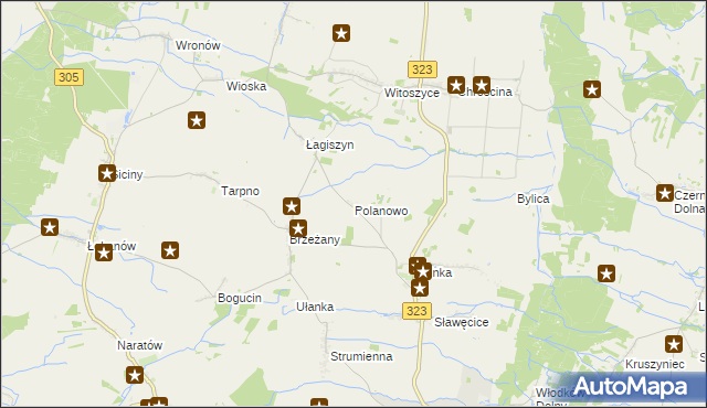 mapa Polanowo gmina Góra, Polanowo gmina Góra na mapie Targeo