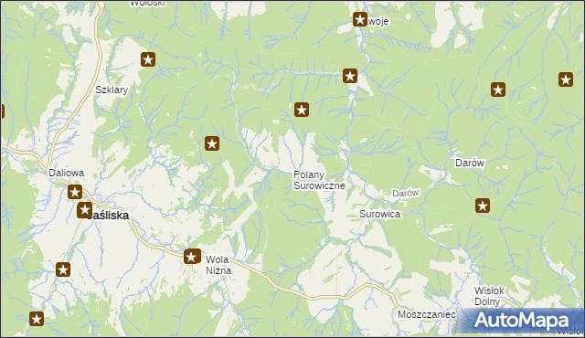 mapa Polany Surowiczne, Polany Surowiczne na mapie Targeo