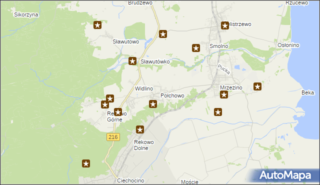 mapa Połchowo gmina Puck, Połchowo gmina Puck na mapie Targeo