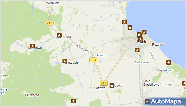 mapa Połczyno gmina Puck, Połczyno gmina Puck na mapie Targeo