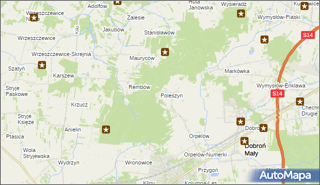 mapa Poleszyn, Poleszyn na mapie Targeo