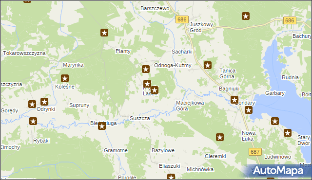 mapa Pólko gmina Michałowo, Pólko gmina Michałowo na mapie Targeo