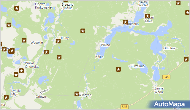 mapa Pólko gmina Nidzica, Pólko gmina Nidzica na mapie Targeo