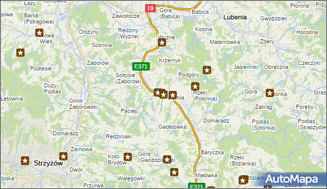 mapa Połomia gmina Niebylec, Połomia gmina Niebylec na mapie Targeo