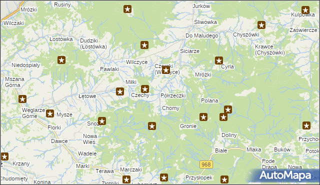 mapa Półrzeczki, Półrzeczki na mapie Targeo