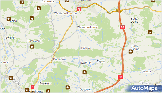 mapa Półwsie, Półwsie na mapie Targeo