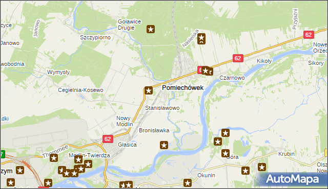 mapa Pomiechowo, Pomiechowo na mapie Targeo