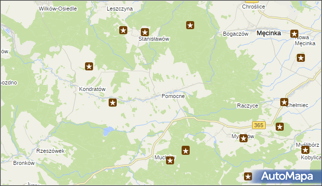 mapa Pomocne, Pomocne na mapie Targeo