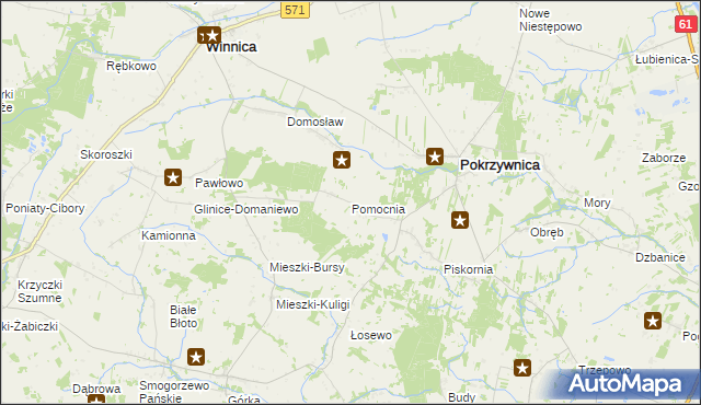 mapa Pomocnia gmina Pokrzywnica, Pomocnia gmina Pokrzywnica na mapie Targeo