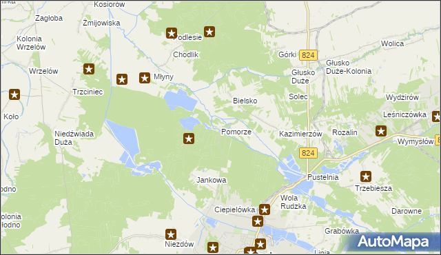 mapa Pomorze gmina Opole Lubelskie, Pomorze gmina Opole Lubelskie na mapie Targeo